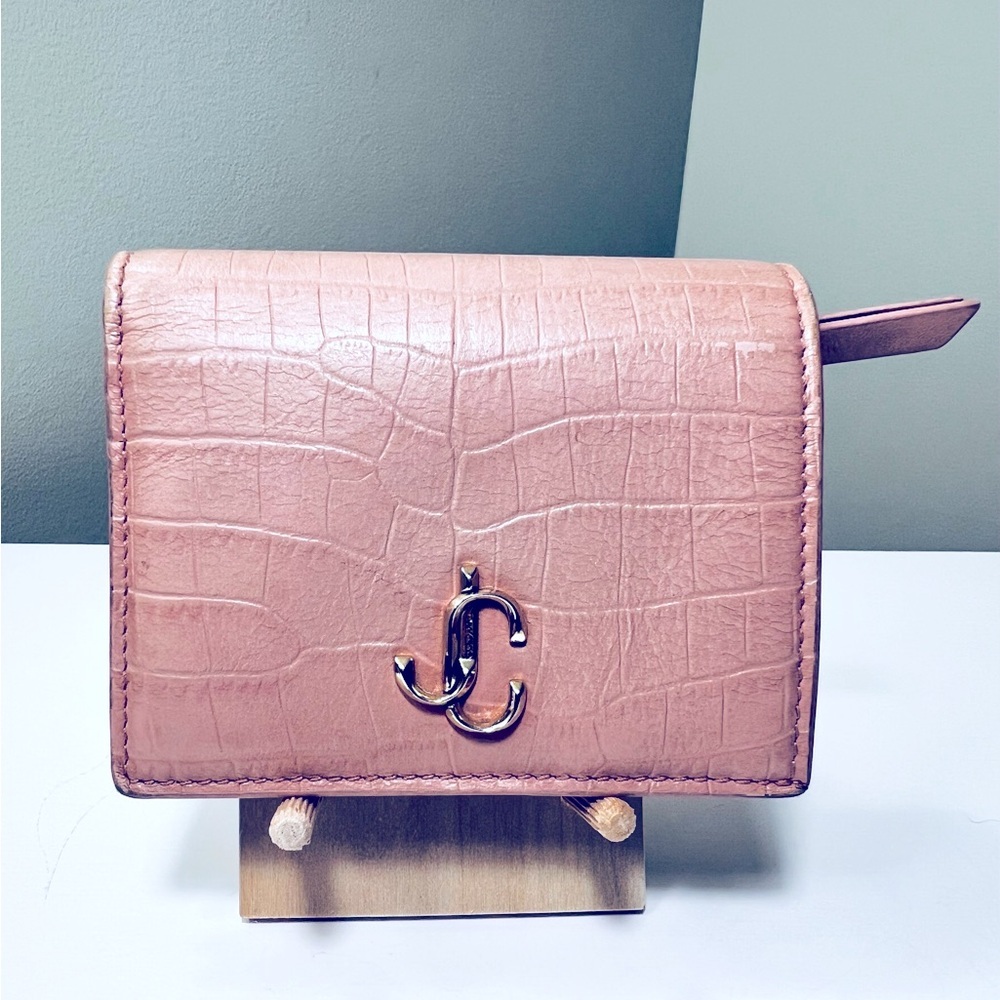 Jimmy Choo Blush Pink Croc-Embossed Wallet